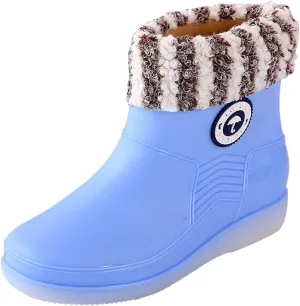 AMDBEL Rain Boots for Women Waterproof, Botas de lluvia para mujer impermeables, Women Rain Boots Black Waterproof Mid Calf Lightweight Cute Booties Fashion Out Work Outdoor Garden Shoes