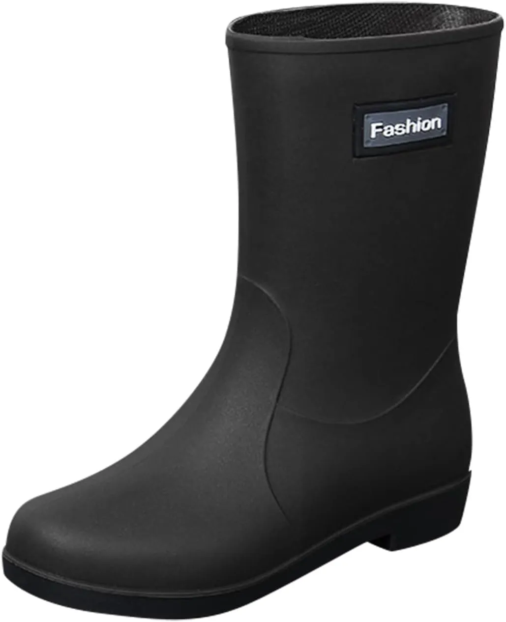AMDBEL Short Rain Boots for Women Waterproof Wide, Women Rain Boots Black Waterproof Mid Calf Lightweight Cute Booties Fashion Out Work Comfortable Garden Shoes