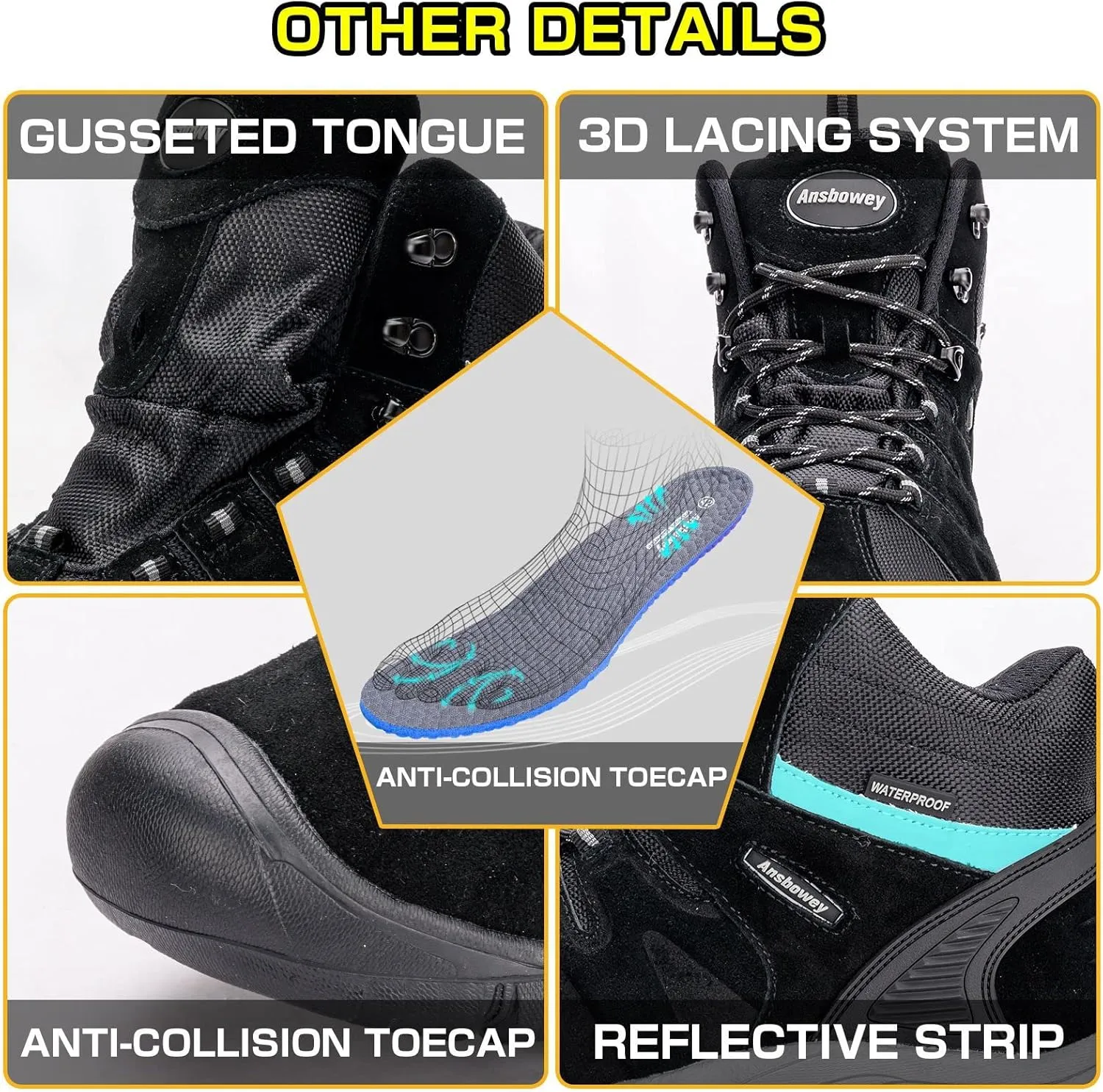 Ansbovey hiking boots waterproof men's hiking shoes women's outdoor trekking shoes