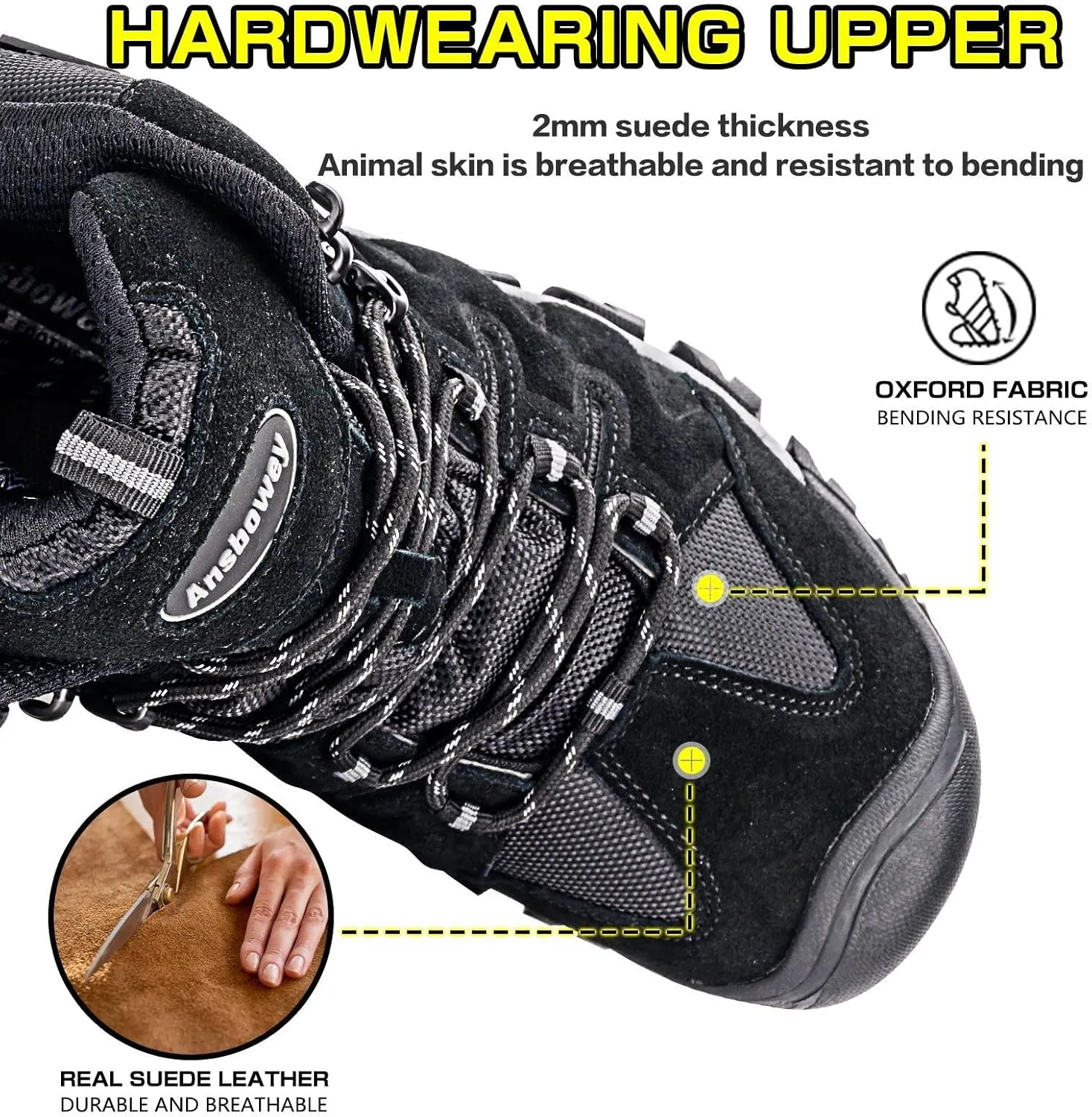 Ansbovey hiking boots waterproof men's hiking shoes women's outdoor trekking shoes