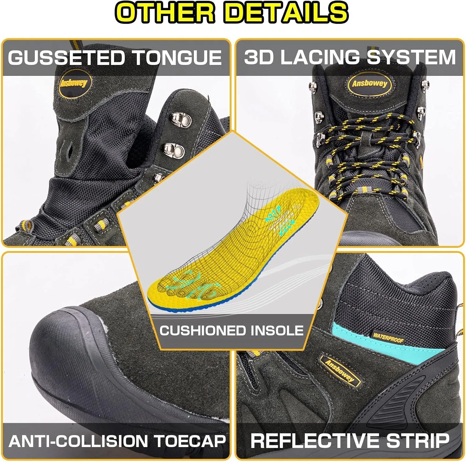 Ansbovey hiking boots waterproof men's hiking shoes women's outdoor trekking shoes