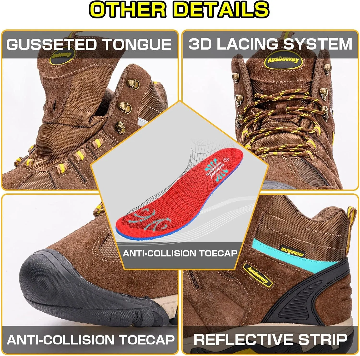 Ansbovey hiking boots waterproof men's hiking shoes women's outdoor trekking shoes