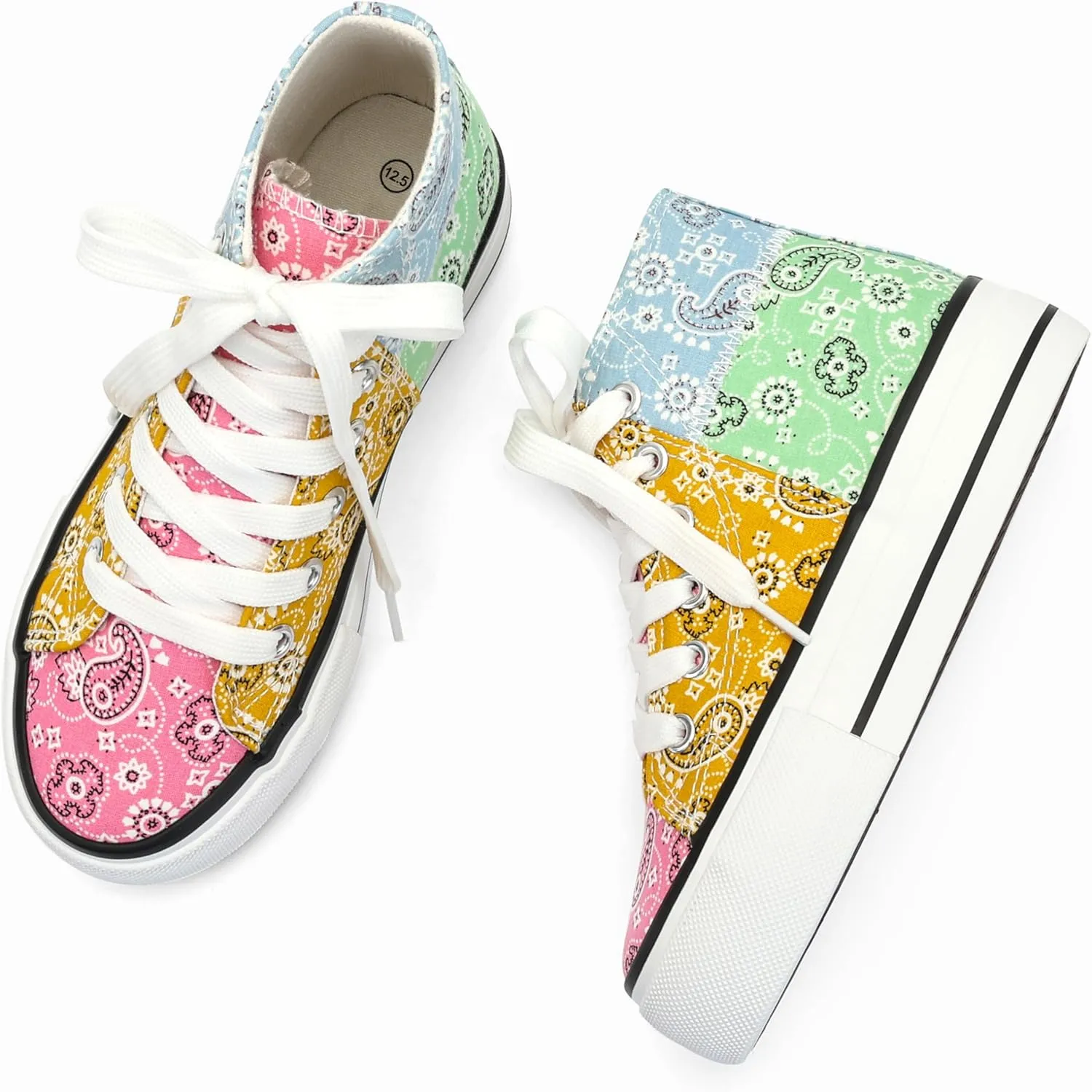 ANTLULU Girls??Platform Canvas Shoes Low Top and High Top Canvas Sneakers Lace-up Fashion Casual Shoes for Girls