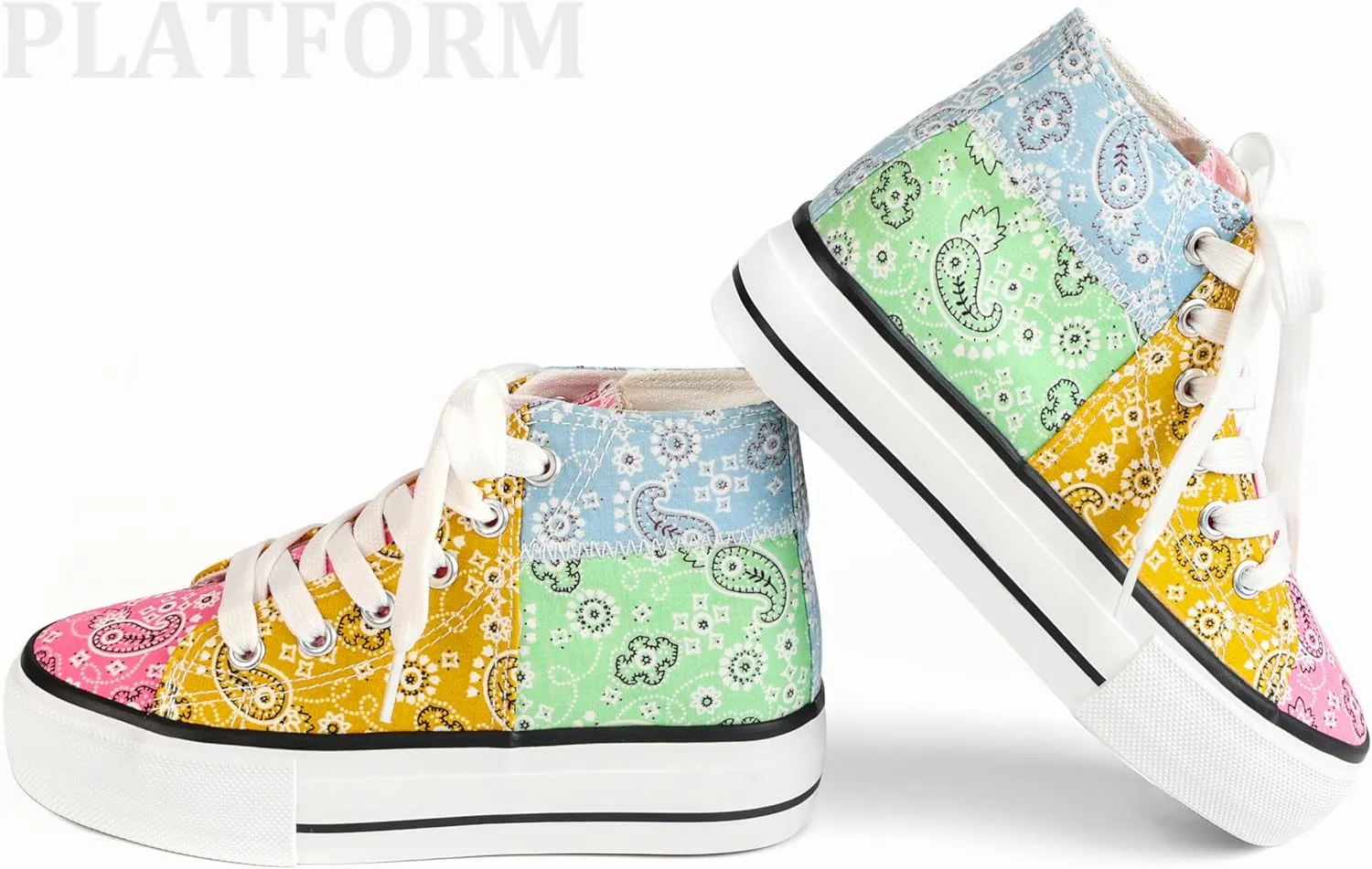 ANTLULU Girls??Platform Canvas Shoes Low Top and High Top Canvas Sneakers Lace-up Fashion Casual Shoes for Girls