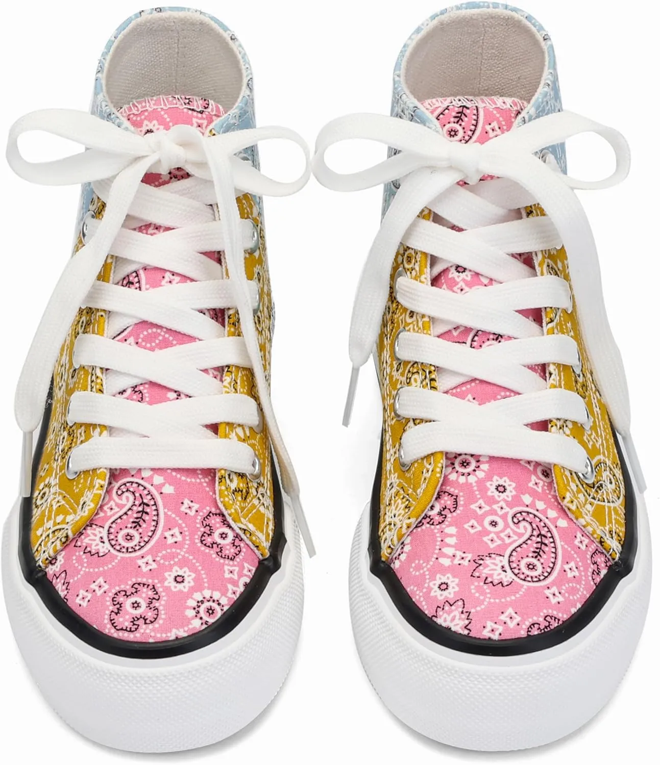 ANTLULU Girls??Platform Canvas Shoes Low Top and High Top Canvas Sneakers Lace-up Fashion Casual Shoes for Girls