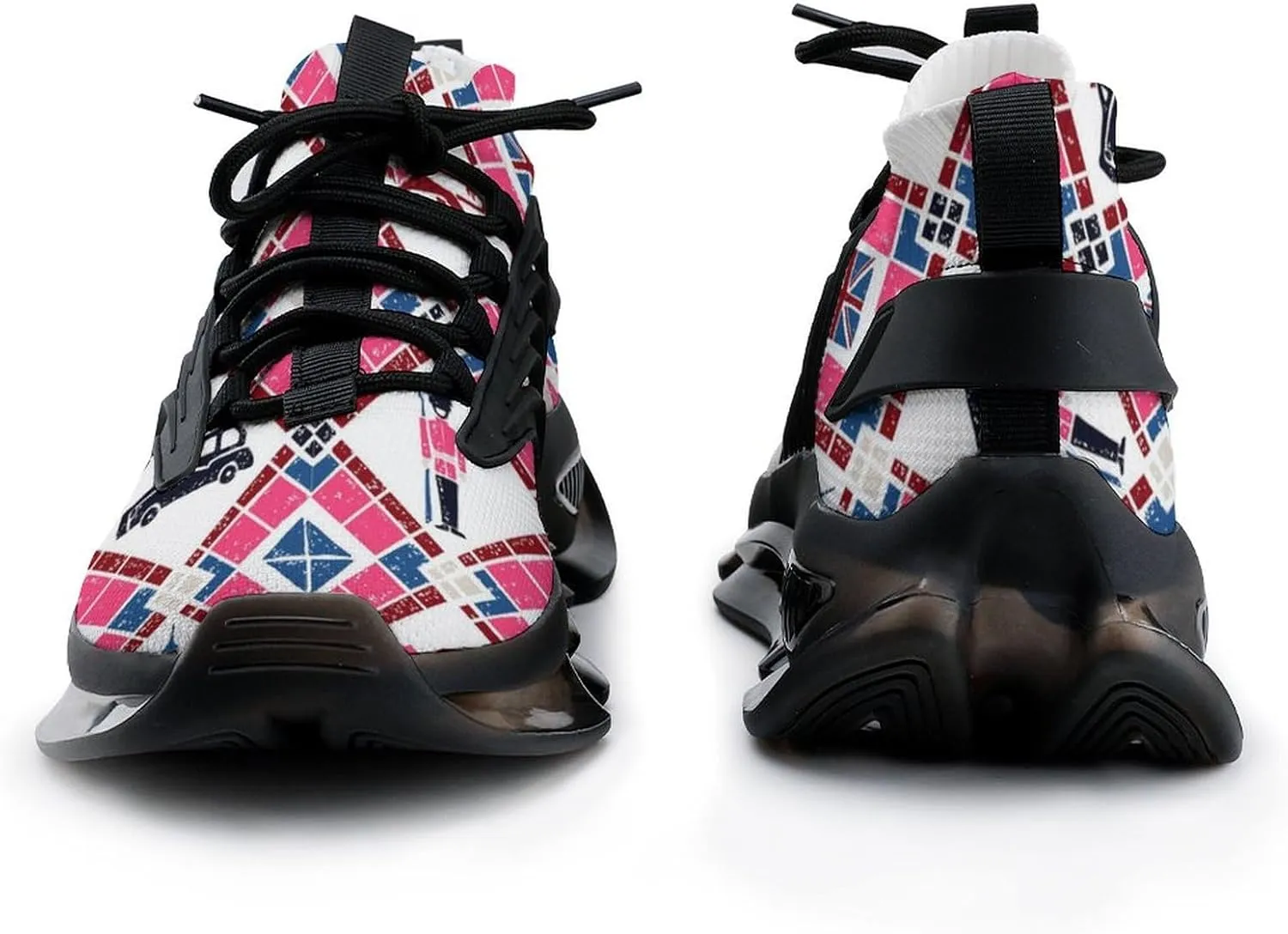 Argyle and British Flags Walking Shoes for Men Lightweight Tennis Fashion Elastic Sports Shoes Cushion Basketball Shoes