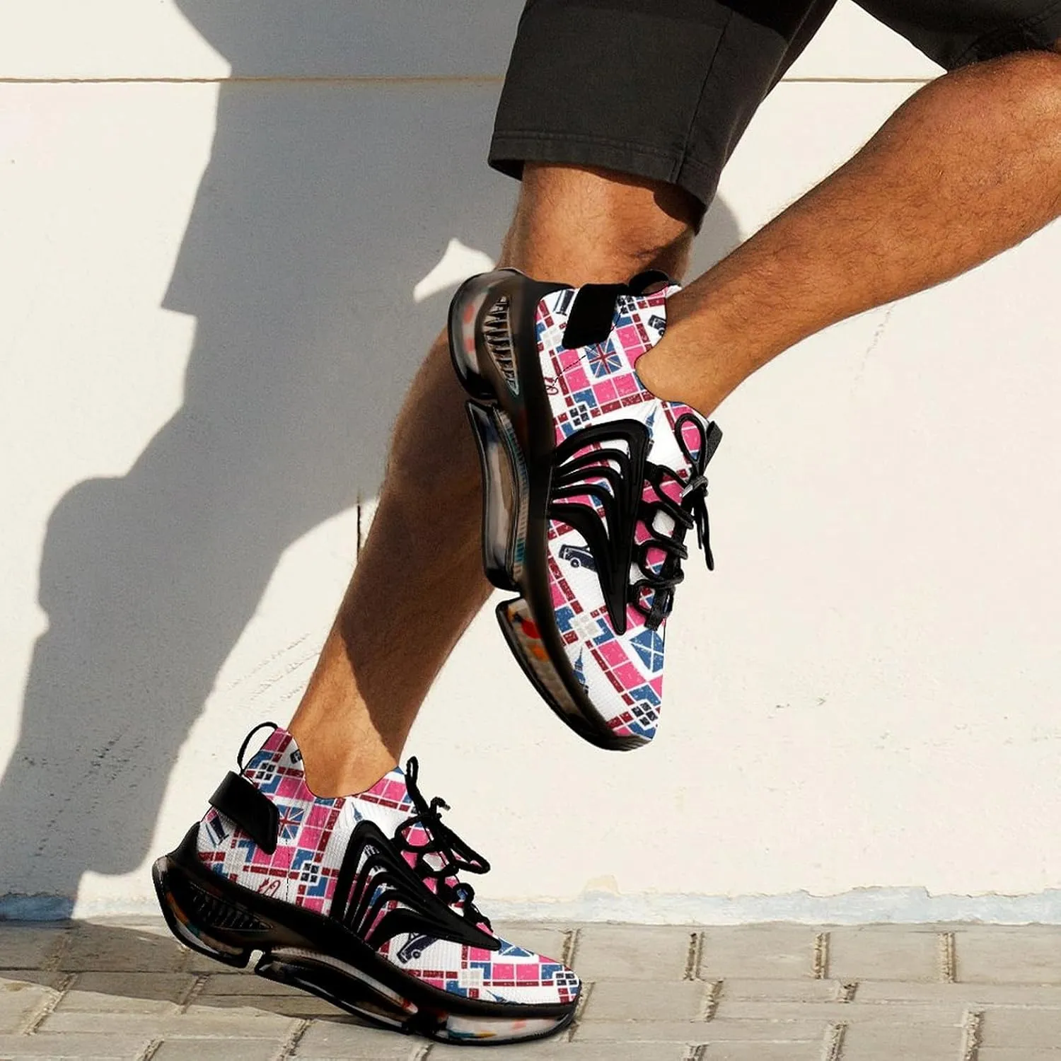 Argyle and British Flags Walking Shoes for Men Lightweight Tennis Fashion Elastic Sports Shoes Cushion Basketball Shoes