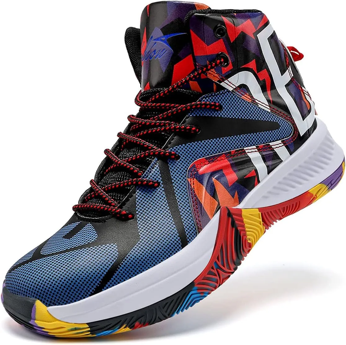 ASHION Mens Basketball Shoes High Top Sneakers Anti Slip Cushion Support Sports Shoes for Running Walking Multicolor 10