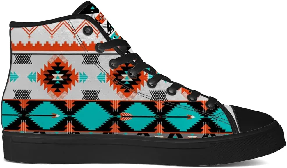 Aztec Shoes for Men Women Native American High Top Canvas Sneakers Lace Up Casual Walking Shoes Gifts for Him Her