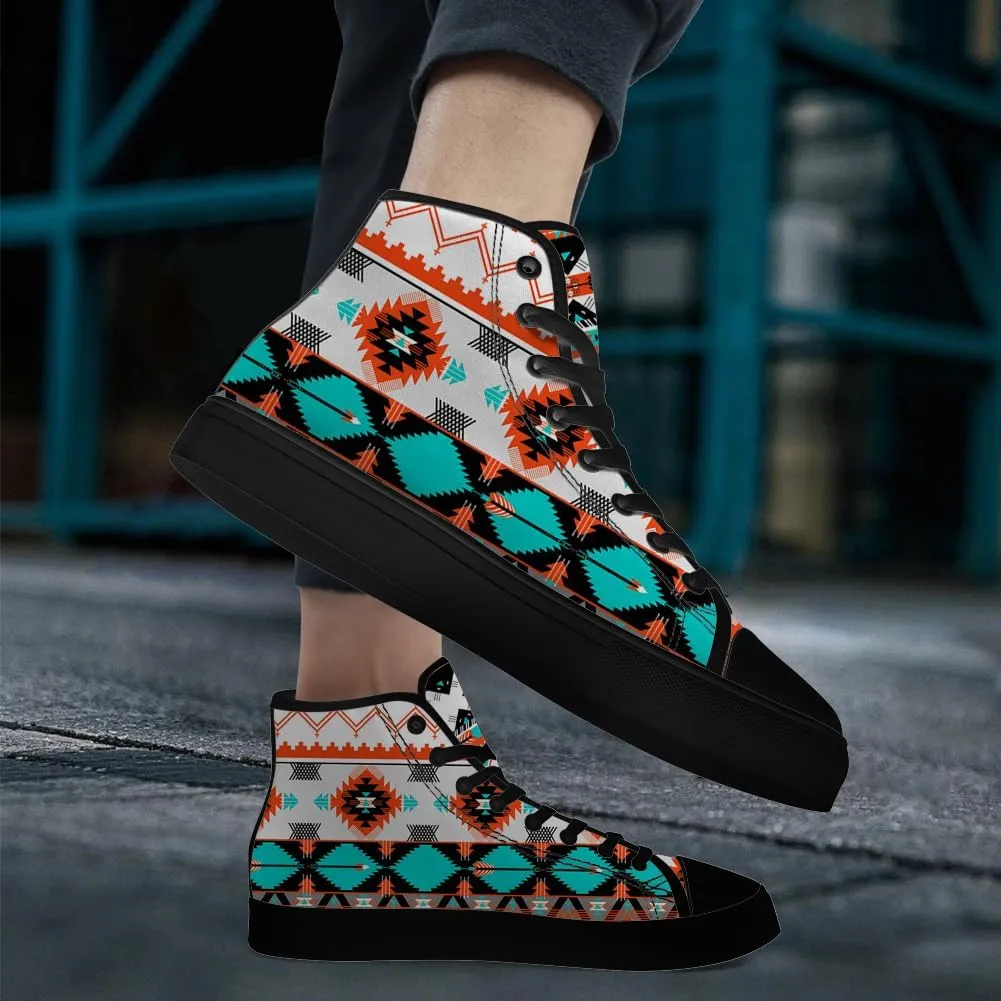 Aztec Shoes for Men Women Native American High Top Canvas Sneakers Lace Up Casual Walking Shoes Gifts for Him Her