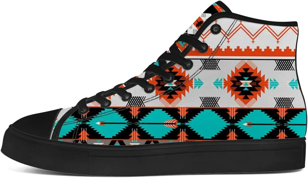 Aztec Shoes for Men Women Native American High Top Canvas Sneakers Lace Up Casual Walking Shoes Gifts for Him Her