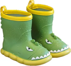 Baby Toddler Cute Dinosaur Rain Boots Children Pull on Water Shoes Boys Girls Cartoon Animals Anti Slip Shoes