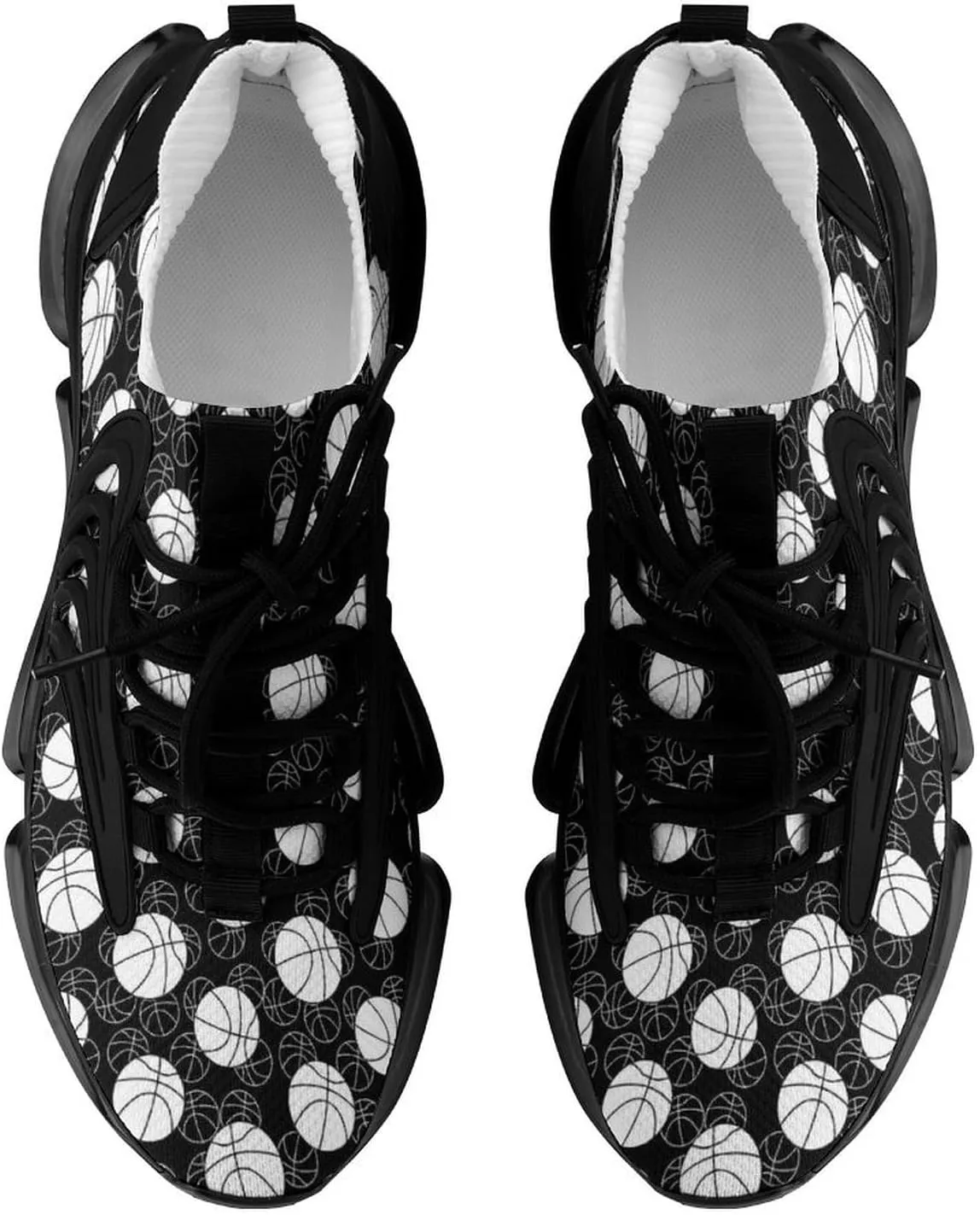 Basketballs Black and White Walking Shoes for Men Lightweight Tennis Fashion Elastic Sports Shoes Cushion Basketball Shoes