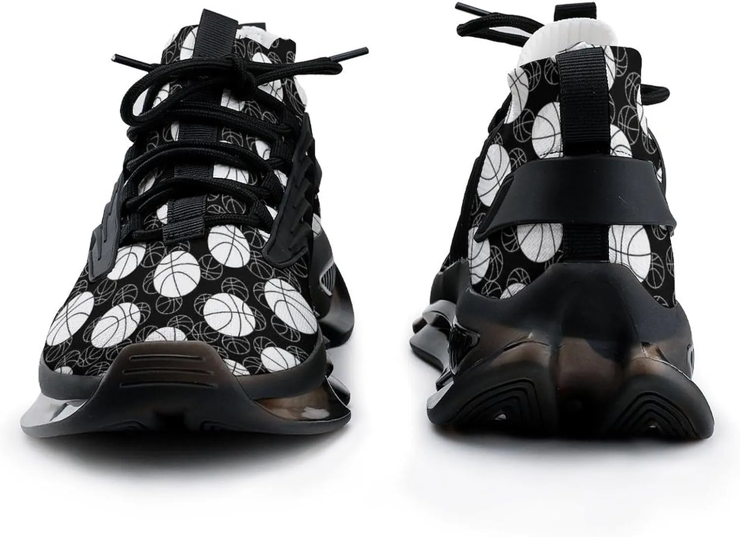 Basketballs Black and White Walking Shoes for Men Lightweight Tennis Fashion Elastic Sports Shoes Cushion Basketball Shoes