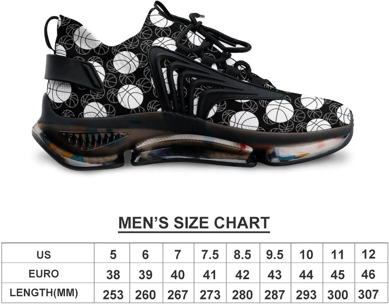 Basketballs Black and White Walking Shoes for Men Lightweight Tennis Fashion Elastic Sports Shoes Cushion Basketball Shoes