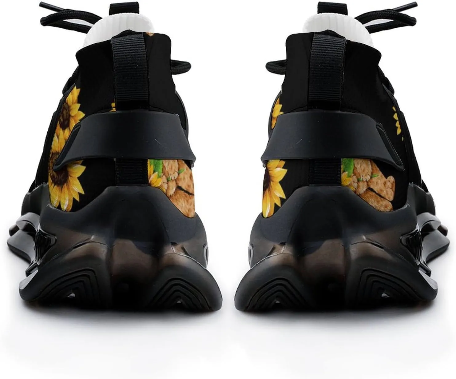 Bear and Sunflower Walking Shoes for Men Lightweight Tennis Fashion Elastic Sports Shoes Cushion Basketball Shoes