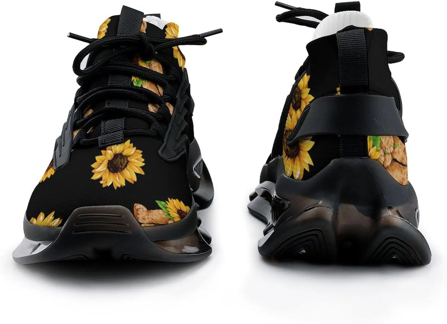 Bear and Sunflower Walking Shoes for Men Lightweight Tennis Fashion Elastic Sports Shoes Cushion Basketball Shoes