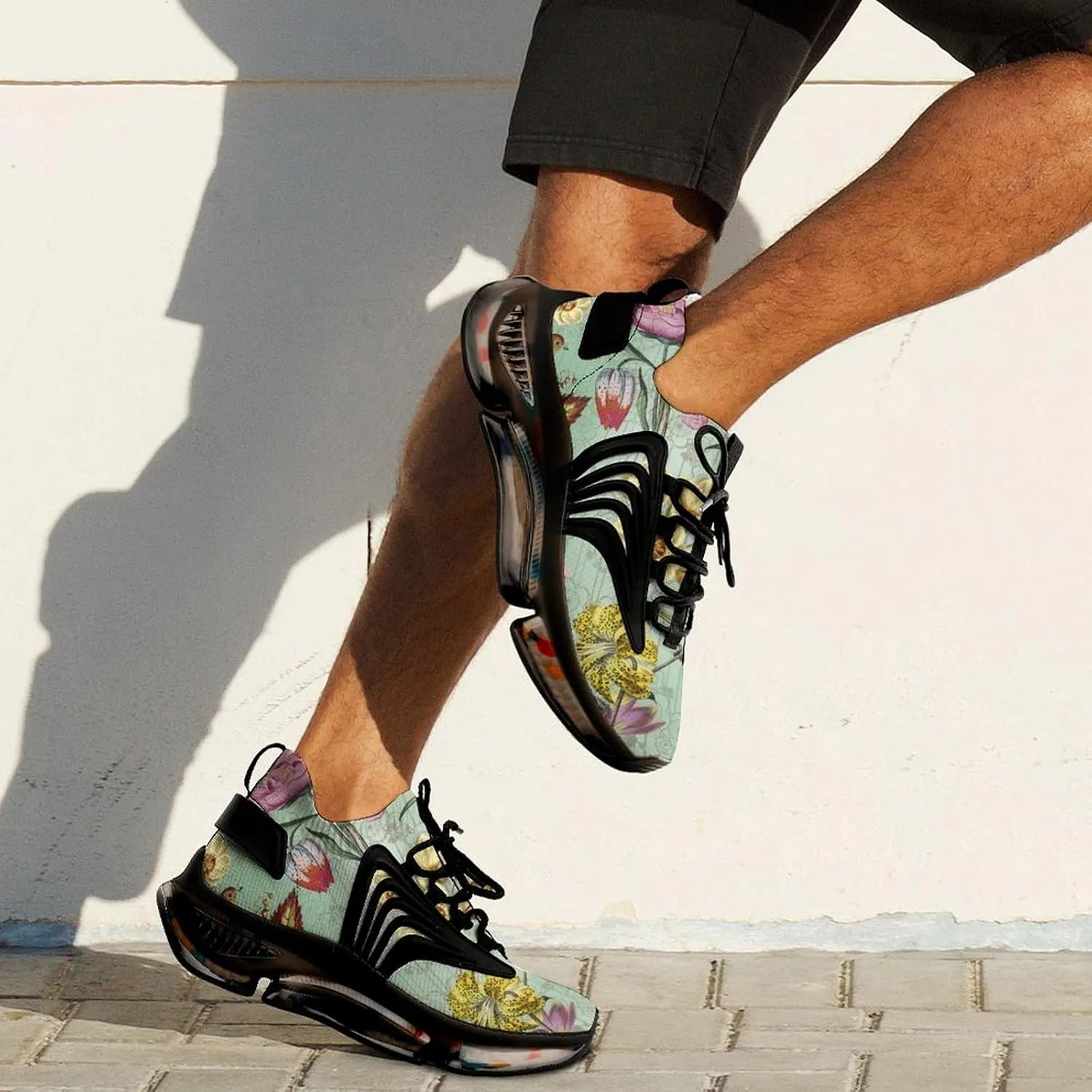 Beautiful Flower and Birds Walking Shoes for Men Lightweight Tennis Fashion Elastic Sports Shoes Cushion Basketball Shoes