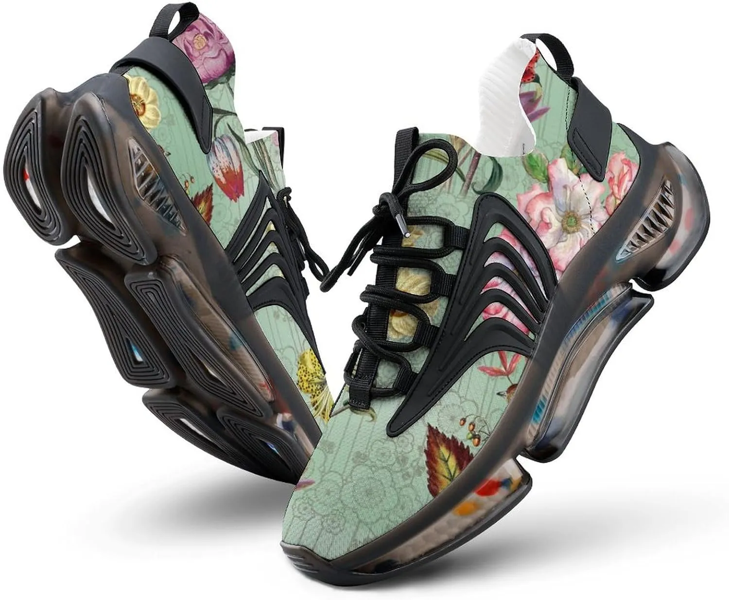 Beautiful Flower and Birds Walking Shoes for Men Lightweight Tennis Fashion Elastic Sports Shoes Cushion Basketball Shoes