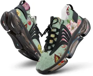 Beautiful Flower and Birds Walking Shoes for Men Lightweight Tennis Fashion Elastic Sports Shoes Cushion Basketball Shoes