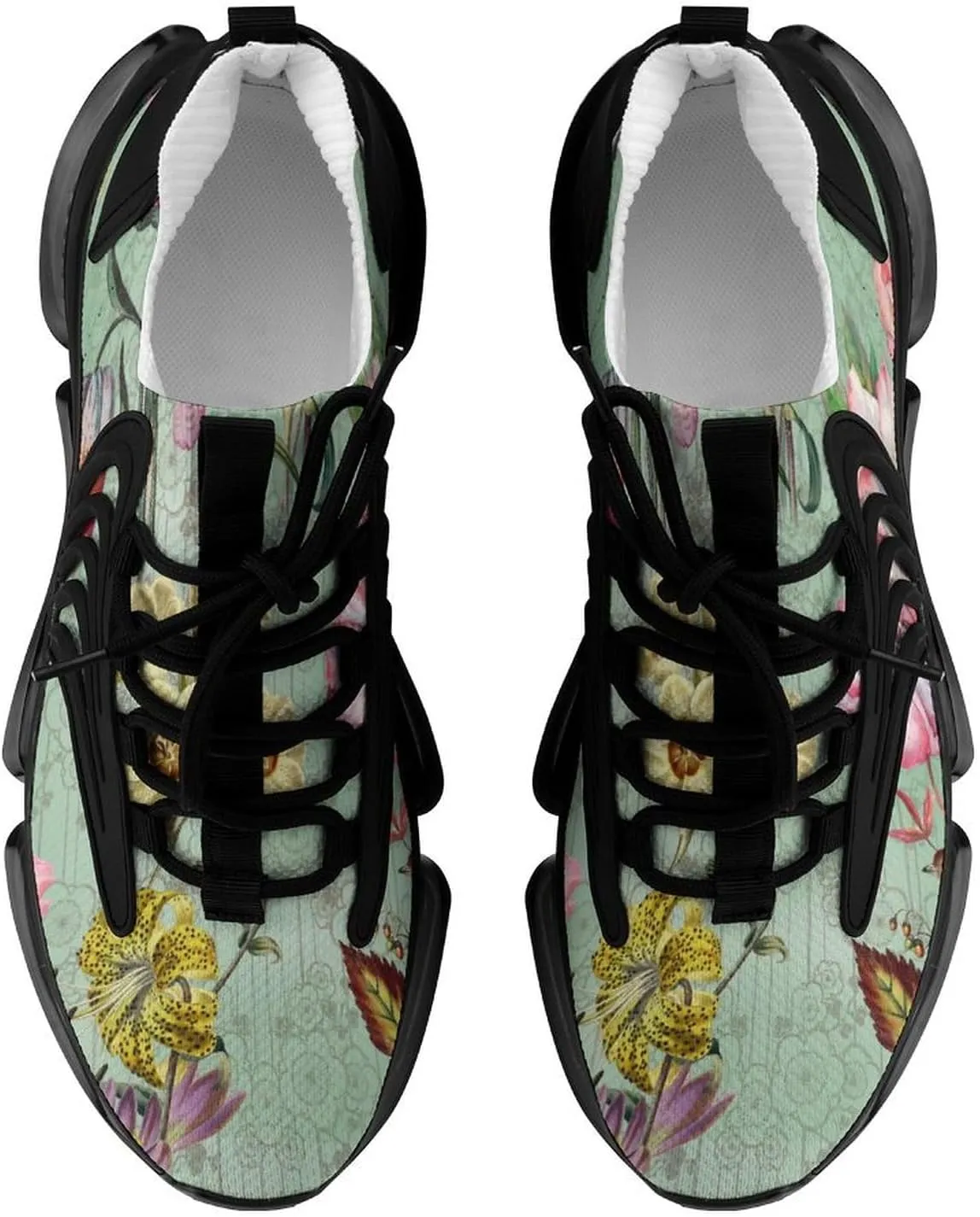 Beautiful Flower and Birds Walking Shoes for Men Lightweight Tennis Fashion Elastic Sports Shoes Cushion Basketball Shoes
