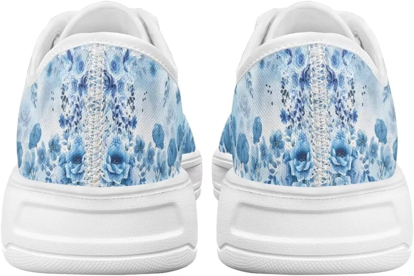 Blue Rose Women's Fashion Canvas Sneakers Tennis Shoes Low Top Walking Shoes with Thick White Sole US 5.5-13.5
