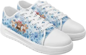 Blue Rose Women's Fashion Canvas Sneakers Tennis Shoes Low Top Walking Shoes with Thick White Sole US 5.5-13.5