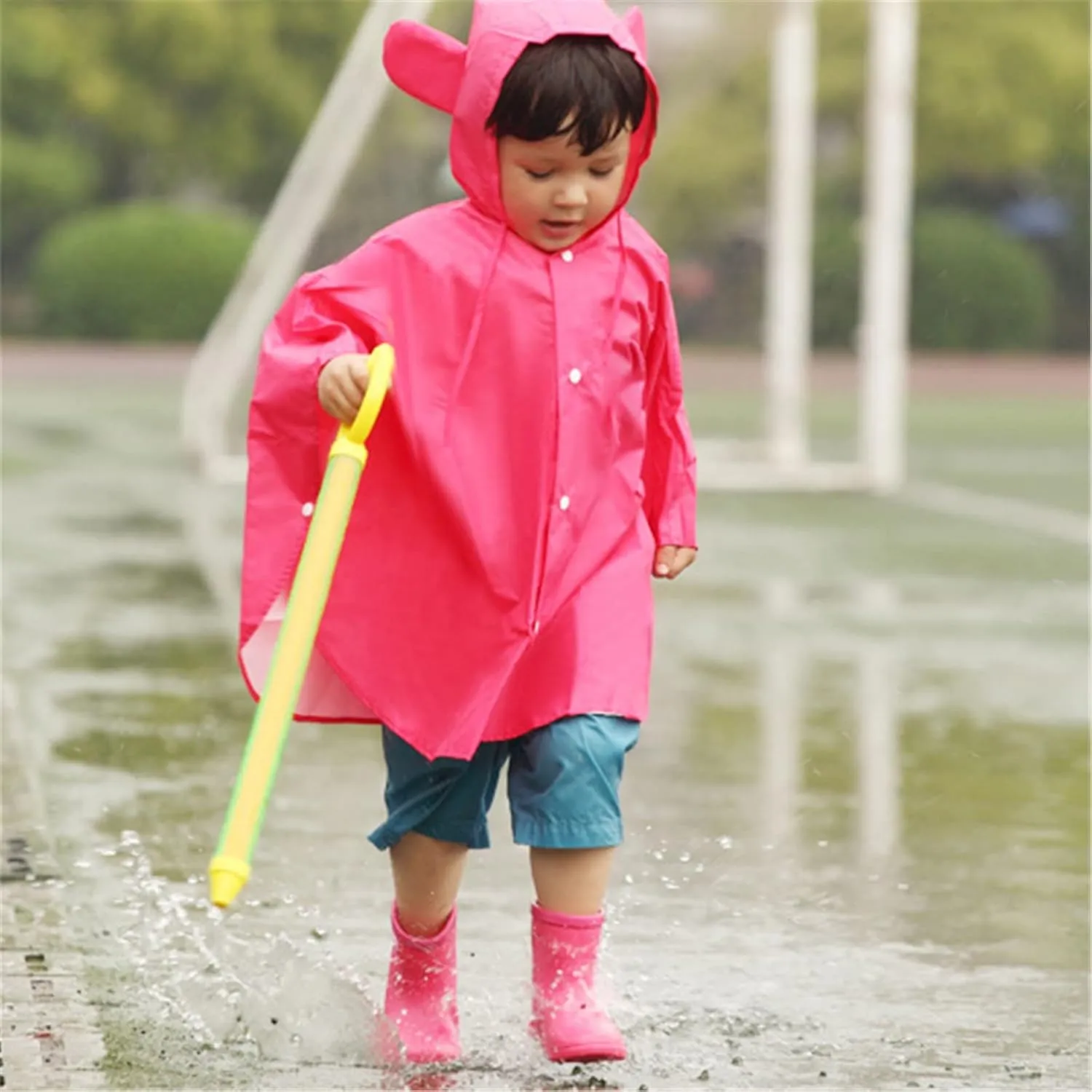 Boys and Girls Rain Boots Baby Short Rain Boots for Toddler Easy-on Lightweight Waterproof Rainy Day Rubber Shoes