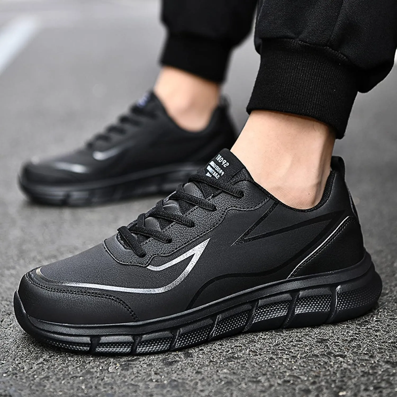 Breathable & Comfortable Sneaker Outdoor Men Mountaineering Casual Sport Shoes Lace Up Solid Color Running Breathable