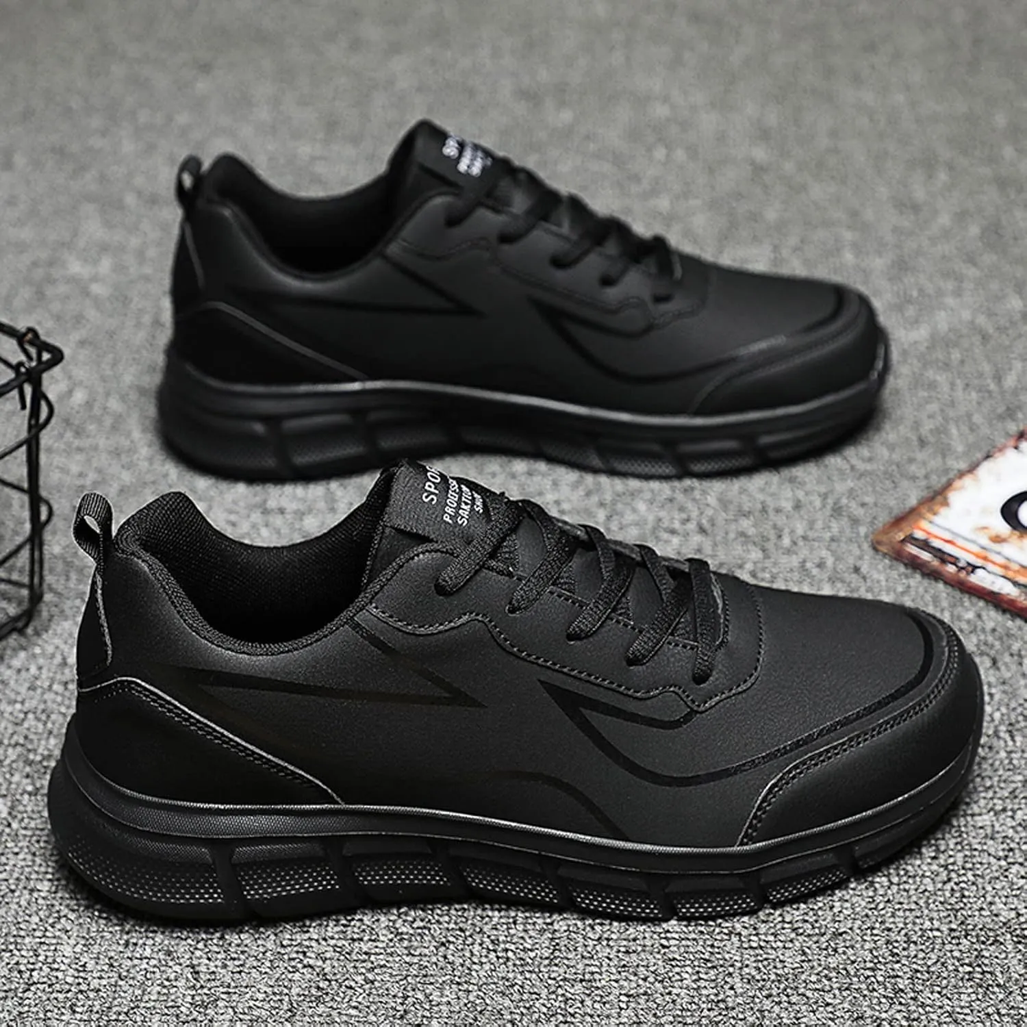 Breathable & Comfortable Sneaker Outdoor Men Mountaineering Casual Sport Shoes Lace Up Solid Color Running Breathable