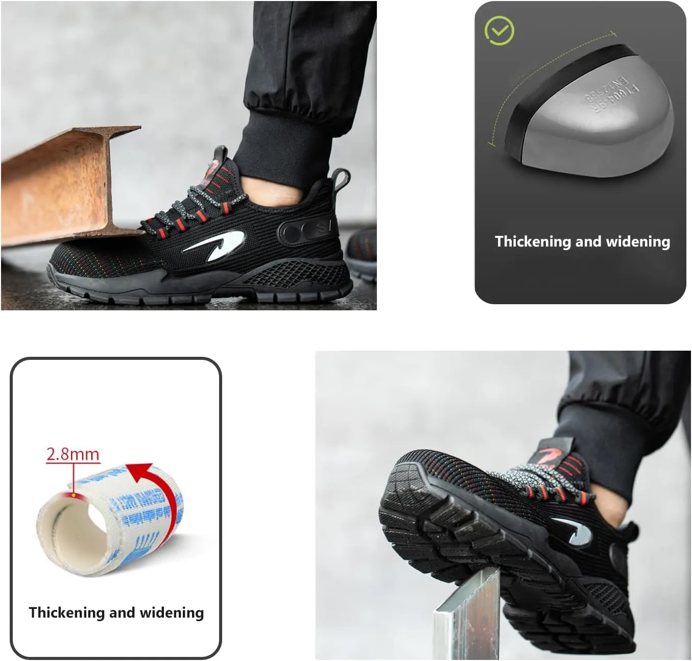 Buhelyc Steel Toe Shoes for Men Work Shoes Industrial Work Sneakers Breathable and Lightweight Work Utility Footwear for Men Women