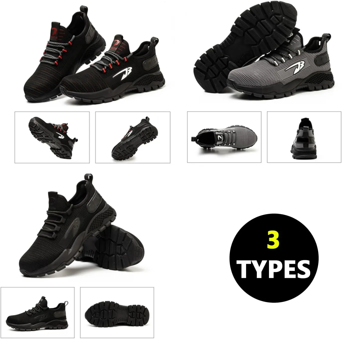 Buhelyc Steel Toe Shoes for Men Work Shoes Industrial Work Sneakers Breathable and Lightweight Work Utility Footwear for Men Women