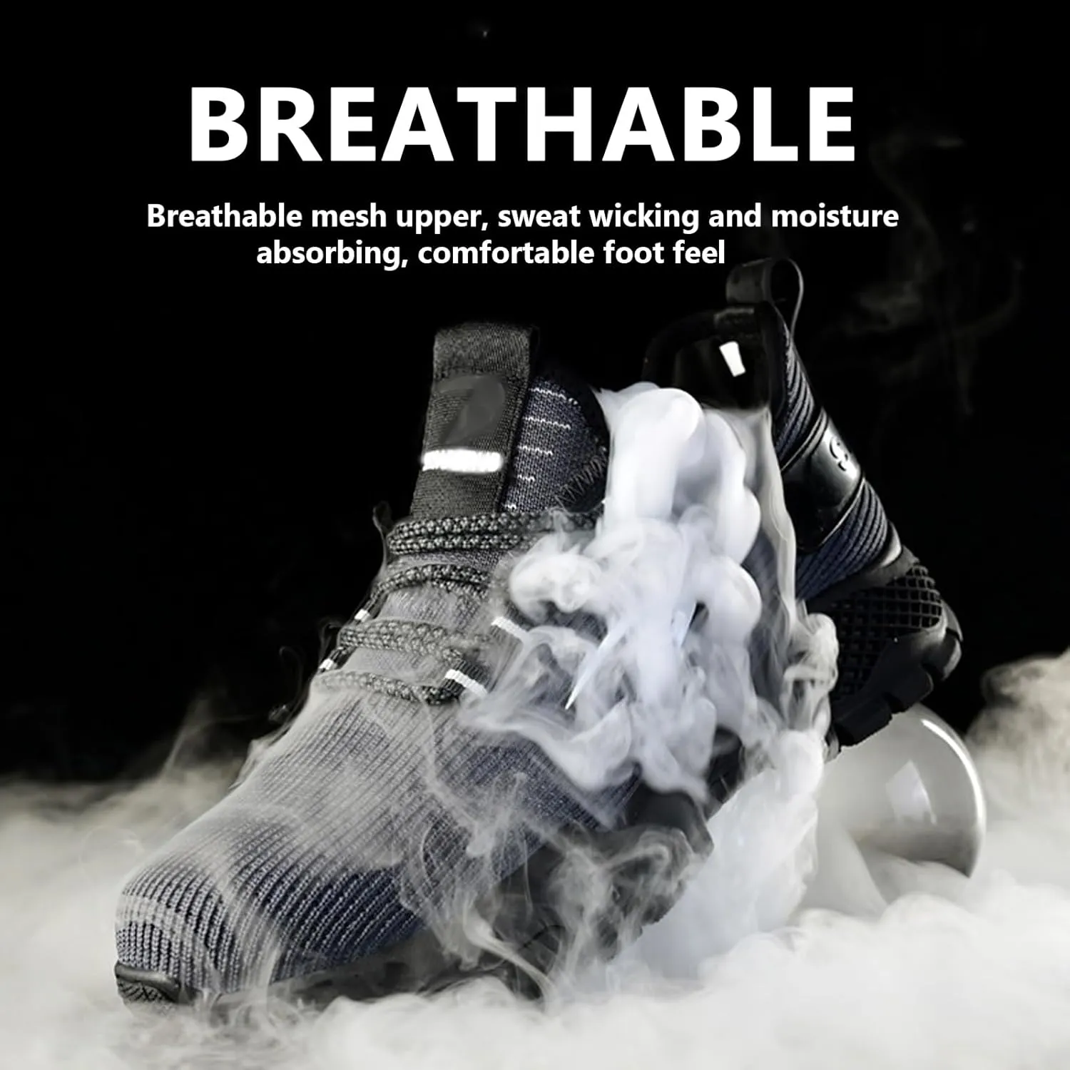 Buhelyc Steel Toe Shoes for Men Work Shoes Industrial Work Sneakers Breathable and Lightweight Work Utility Footwear for Men Women
