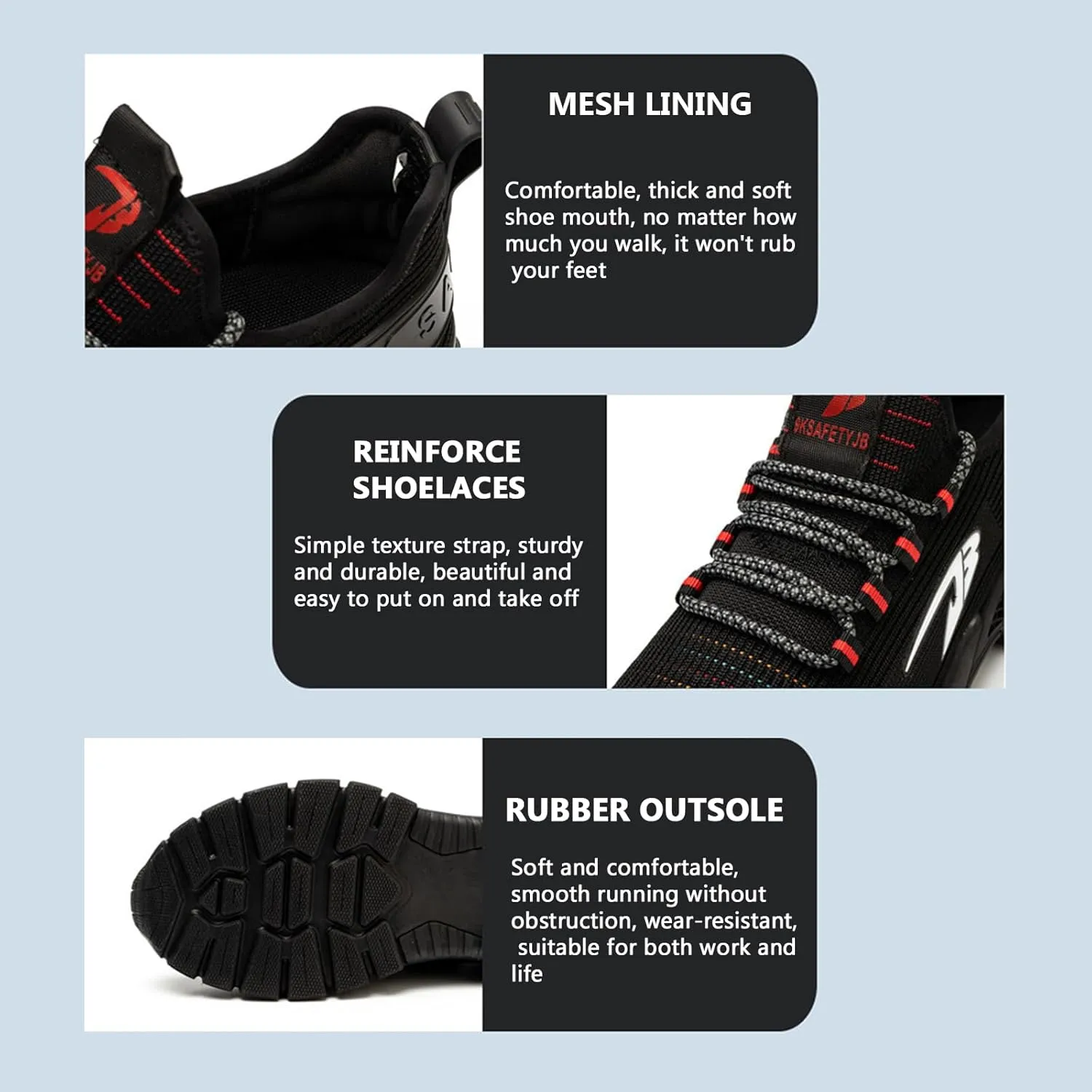 Buhelyc Steel Toe Shoes for Men Work Shoes Industrial Work Sneakers Breathable and Lightweight Work Utility Footwear for Men Women