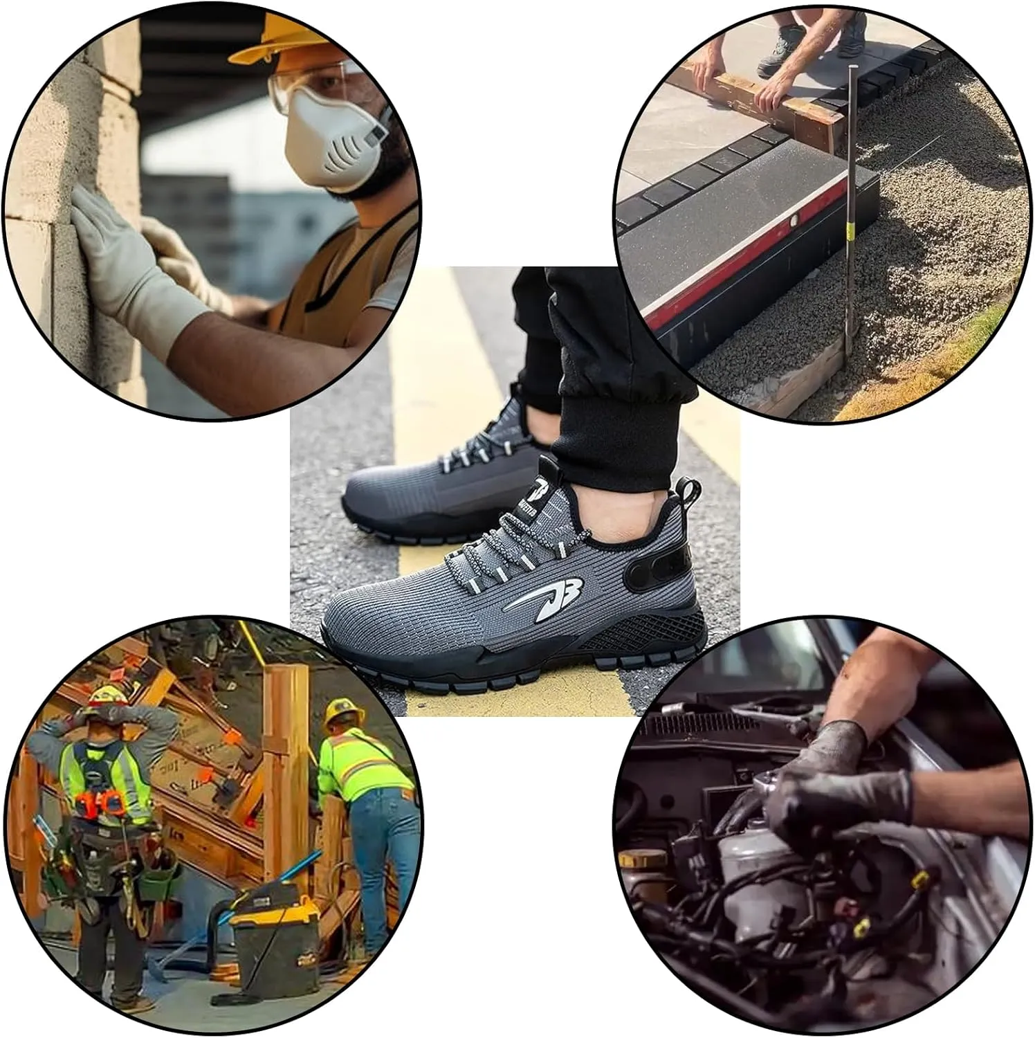 Buhelyc Steel Toe Shoes for Men Work Shoes Industrial Work Sneakers Breathable and Lightweight Work Utility Footwear for Men Women