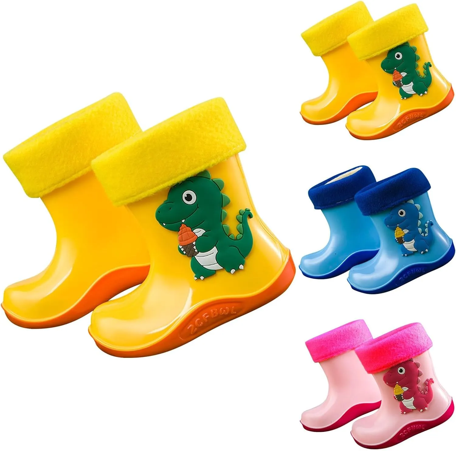 Children's Dinosaurs Print Rain Boots Non Slip Children Water Shoes Toddler Cold Weather Shoes Toddler Mud Boots