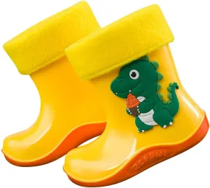 Children's Dinosaurs Print Rain Boots Non Slip Children Water Shoes Toddler Cold Weather Shoes Toddler Mud Boots