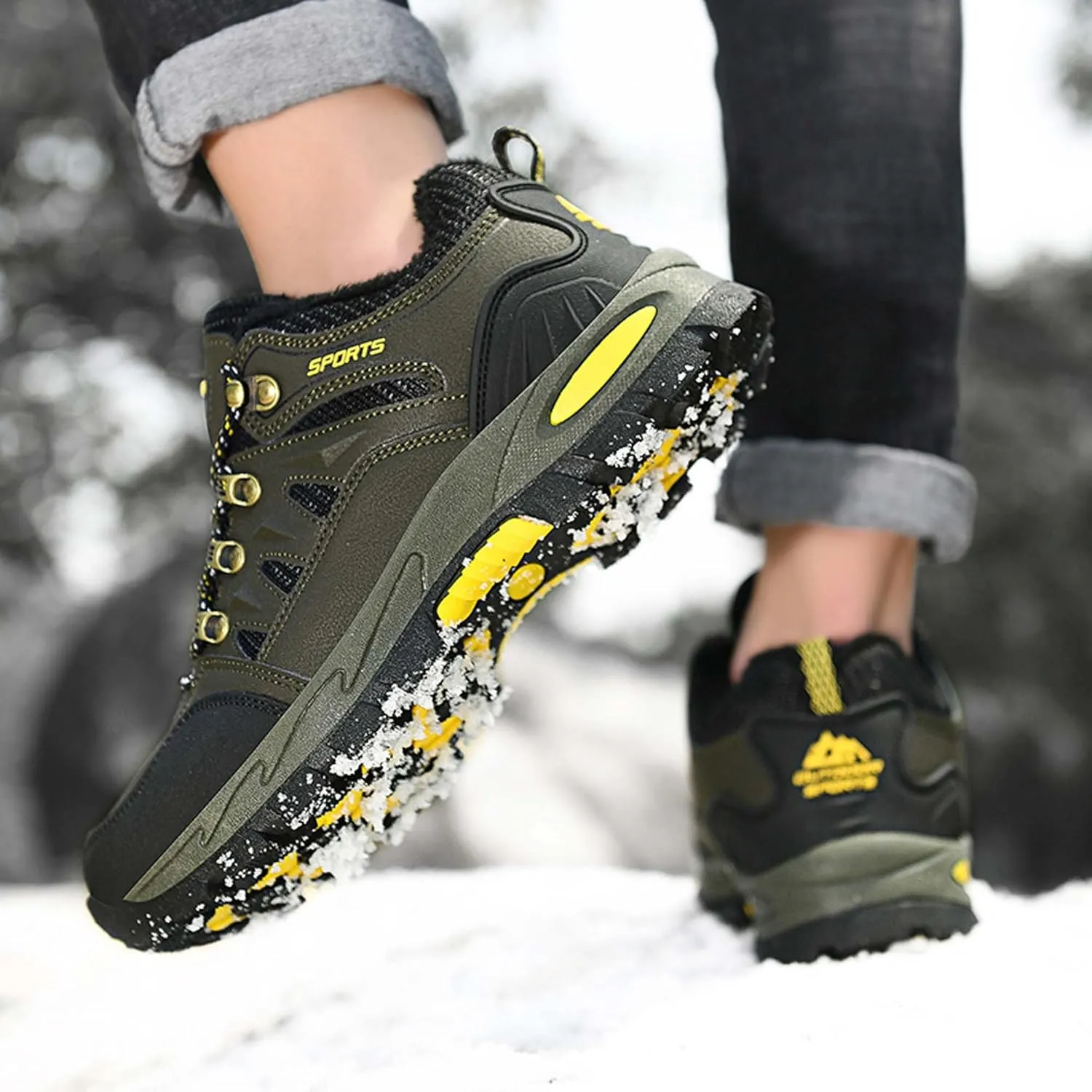Couple Outdoor Walking Boots, Rubber Sole Breathable Mesh Ankle Shoes, Hiking Boots, Anti Slip Hiking Shoes, Muddy Wading Plush Hiking Shoes