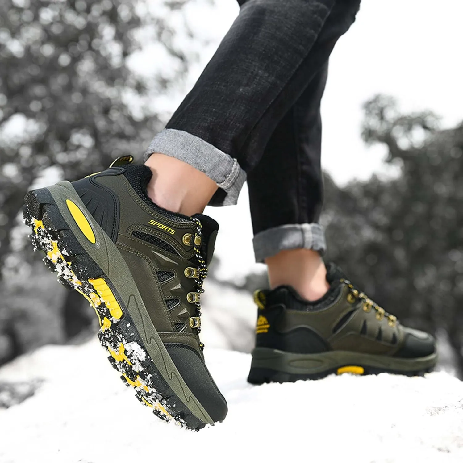 Couple Outdoor Walking Boots, Rubber Sole Breathable Mesh Ankle Shoes, Hiking Boots, Anti Slip Hiking Shoes, Muddy Wading Plush Hiking Shoes