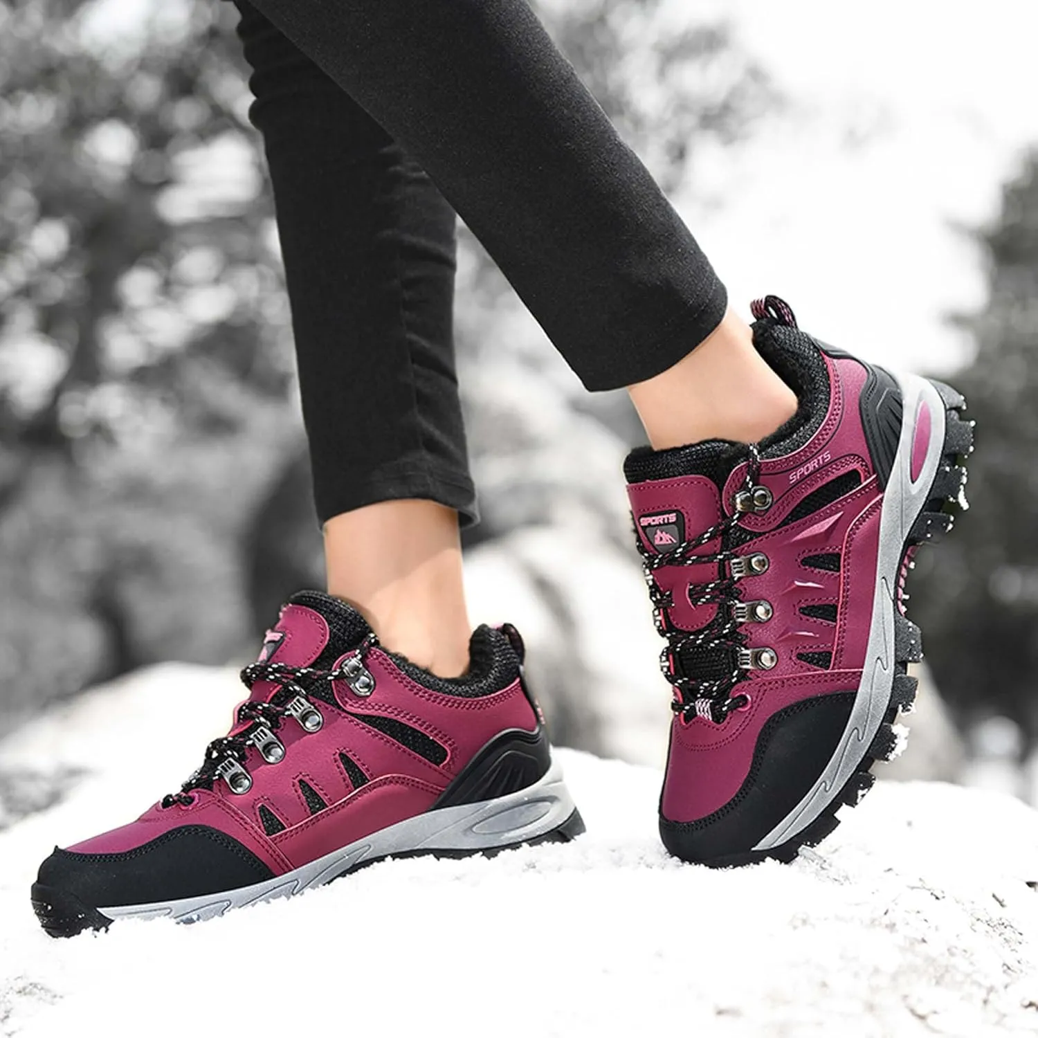 Couple Outdoor Walking Boots, Rubber Sole Breathable Mesh Ankle Shoes, Hiking Boots, Anti Slip Hiking Shoes, Muddy Wading Plush Hiking Shoes