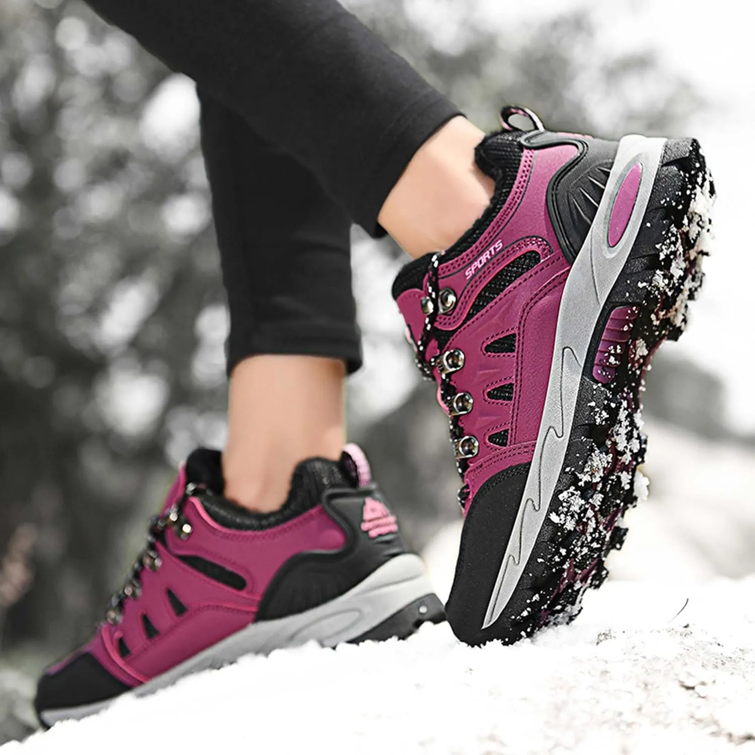 Couple Outdoor Walking Boots, Rubber Sole Breathable Mesh Ankle Shoes, Hiking Boots, Anti Slip Hiking Shoes, Muddy Wading Plush Hiking Shoes
