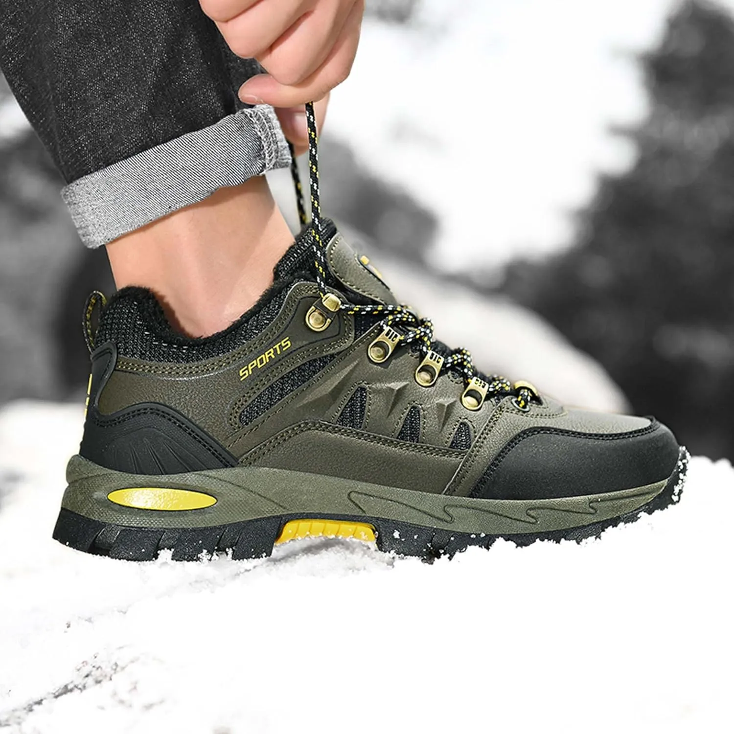 Couple Outdoor Walking Boots, Rubber Sole Breathable Mesh Ankle Shoes, Hiking Boots, Anti Slip Hiking Shoes, Muddy Wading Plush Hiking Shoes