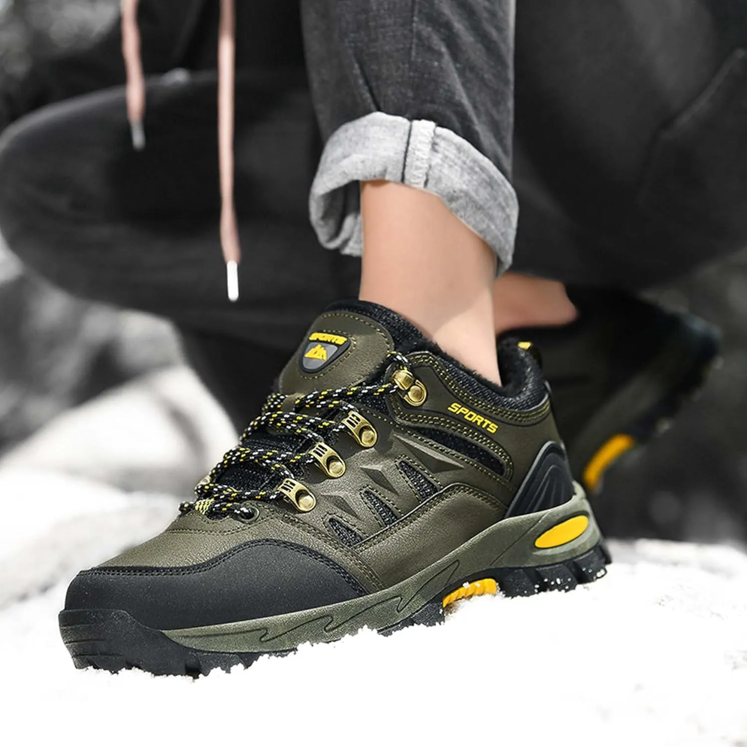 Couple Outdoor Walking Boots, Rubber Sole Breathable Mesh Ankle Shoes, Hiking Boots, Anti Slip Hiking Shoes, Muddy Wading Plush Hiking Shoes