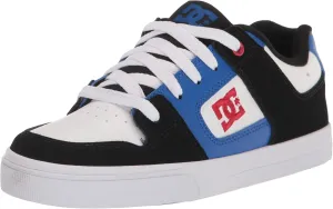 DC Boy's Pure Low Shoe Skate, Black/Royal/Athletic Red, 12 Big Kid