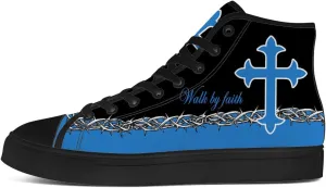 Faith Shoes for Men Women Faith Over Fear High Top Canvas Sneakers Lace Up Casual Walking Shoes Gifts for Dad Mom