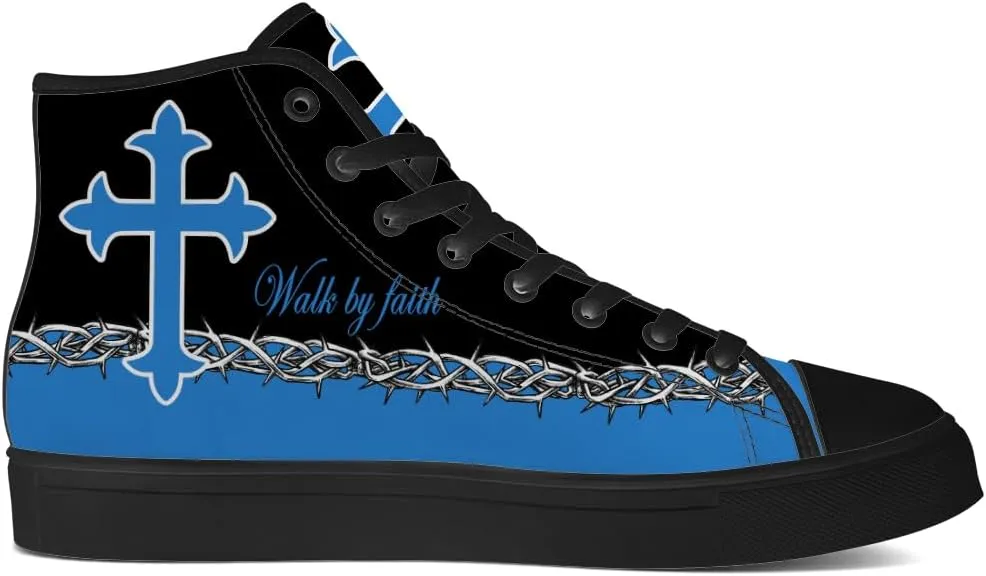 Faith Shoes for Men Women Faith Over Fear High Top Canvas Sneakers Lace Up Casual Walking Shoes Gifts for Dad Mom