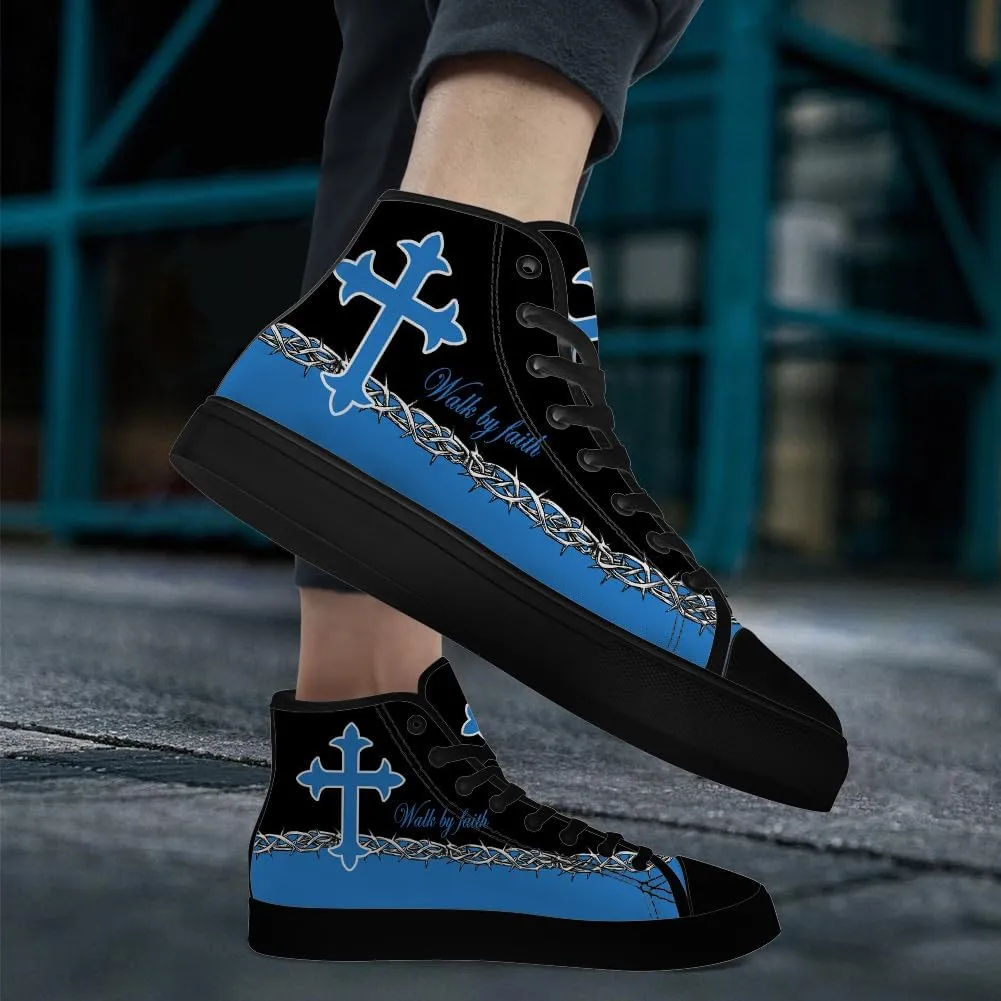 Faith Shoes for Men Women Faith Over Fear High Top Canvas Sneakers Lace Up Casual Walking Shoes Gifts for Dad Mom