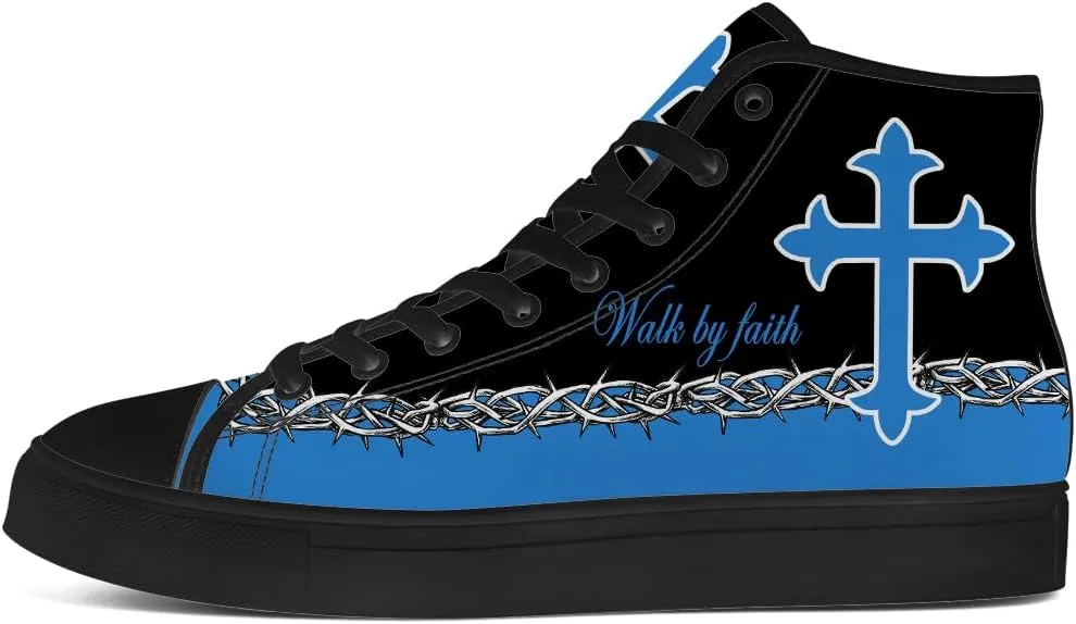 Faith Shoes for Men Women Faith Over Fear High Top Canvas Sneakers Lace Up Casual Walking Shoes Gifts for Dad Mom