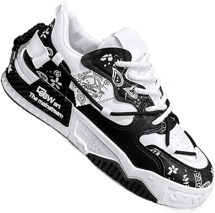 Fashion Skate Sneakers for Men- Versatile, Breathable & Comfortable for All Seasons | Lace-Up Casual Shoes with Durable PVC Sole, Skate Shoes Plus Size