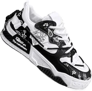 Fashion Skate Sneakers for Men- Versatile, Breathable & Comfortable for All Seasons | Lace-Up Casual Shoes with Durable PVC Sole, Skate Shoes Plus Size